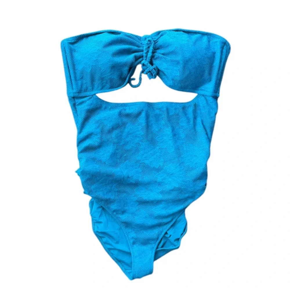 NWT Aerie Lace Cut Out Strapless One Piece Swimsuit Size XL - Picture 3 of 12